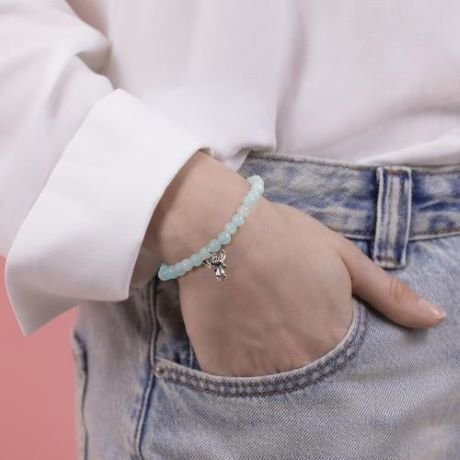 BRACELET DE PERLES BLEUES + PENDENTIF STITCH – Image 3