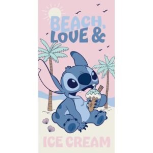 SERVIETTE DE PLAGE 70x140CM STITCH - BEACH, LOVE & ICE CREAM